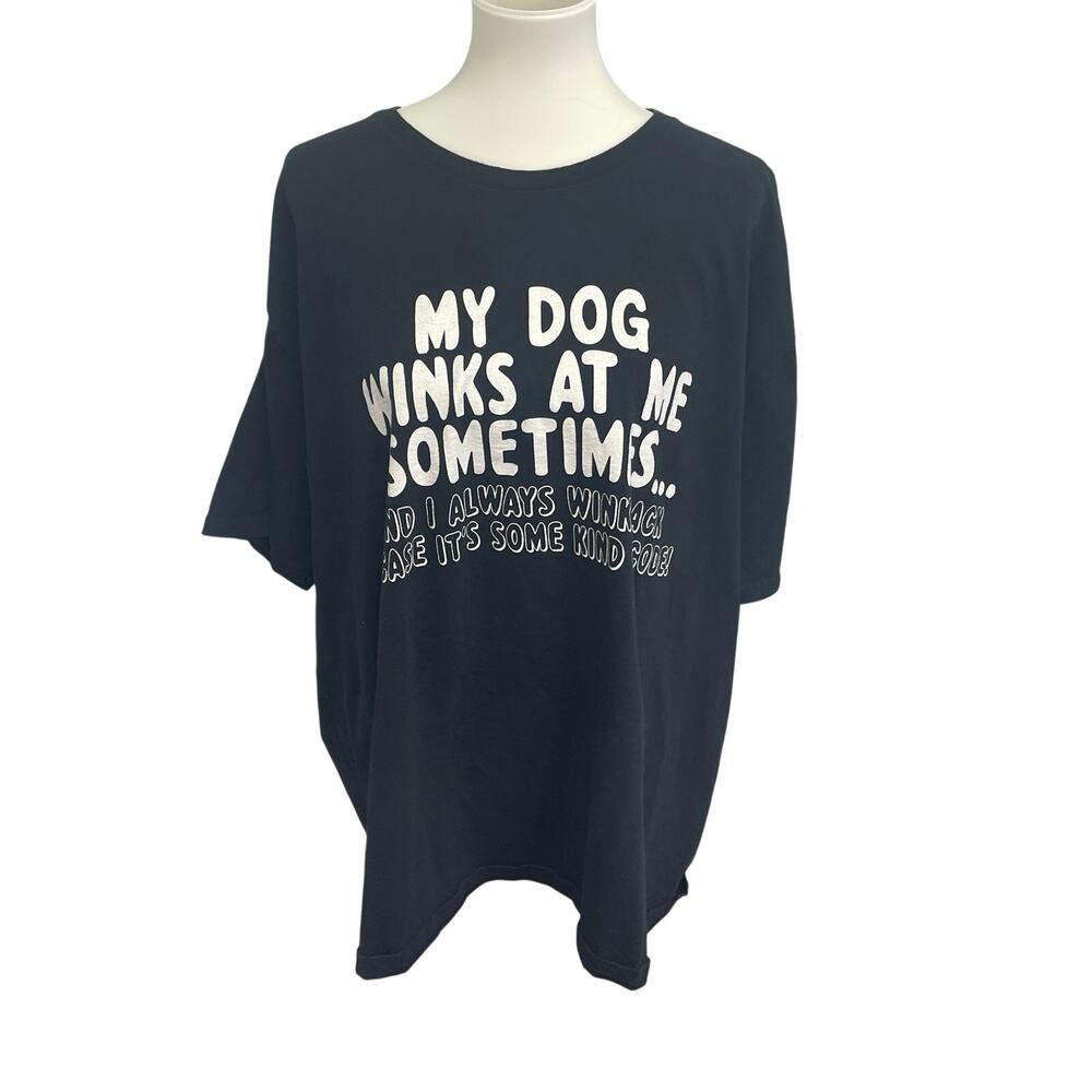 Mens XL My Dog Winks At Me & I Wink Back Short Sleeve Crew Neck Tee Shirt